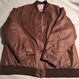 We The Free Vegan Leather Jacket in Brown and Pink